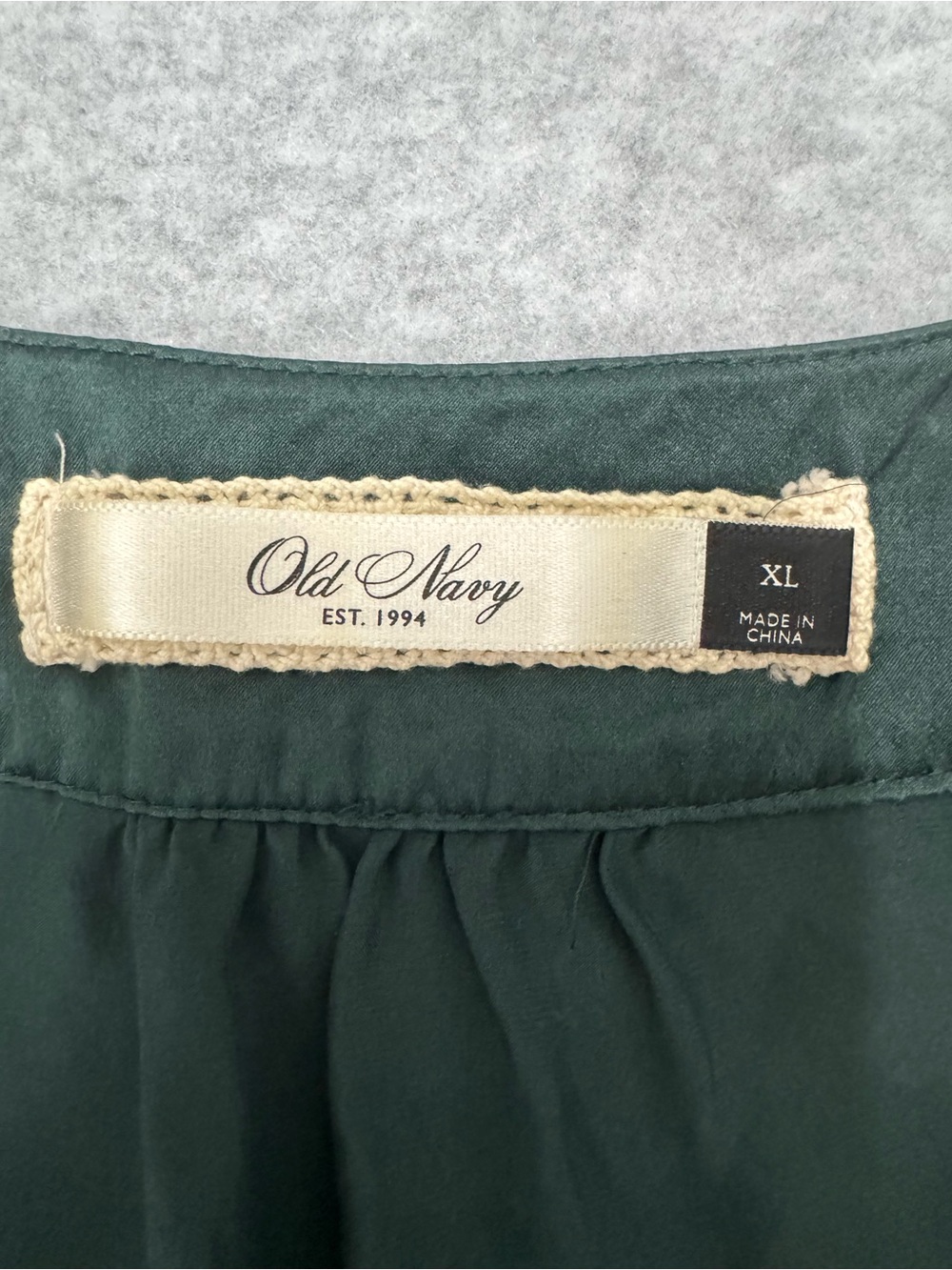 Old Navy Vintage Silk Y2K Empire Waistline Emerald Green Fairy Blouse XL - Picture 11 of 13